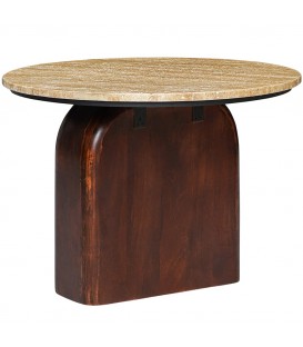 Столик приставной Torhill, Ø60 см, бежевый/орех