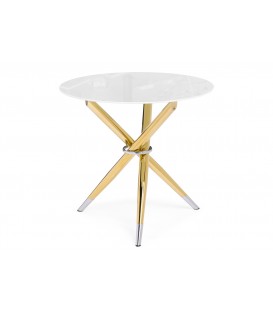 Стеклянный стол Rock 80х75 white / gold