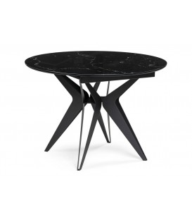 Стеклянный стол Рикла 110(150)х110х76 черный мрамор / черный 553566