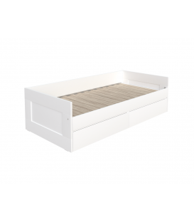 Кровать двухспальная СИРИУС раздвижная с ящиками для хранения, с ортопедическим основанием 90/180х200, ДСП, цвет белый