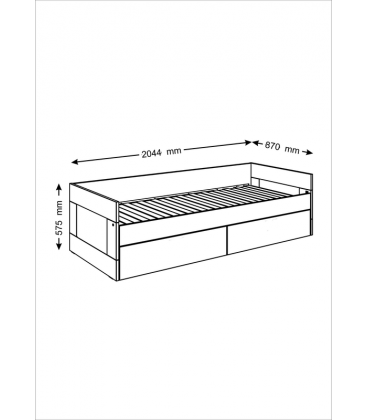 Кровать СИРИУС шириной 80(160) см, с орт. основанием Лурой и двумя ящиками, дуб сонома 2.02.08.460.3