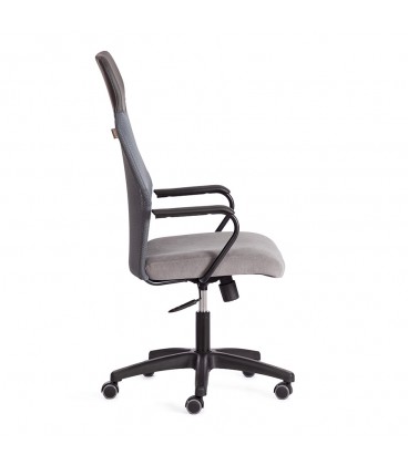 Кресло офисное PRACTIC (мп) флок / кожзам, серый / металлик