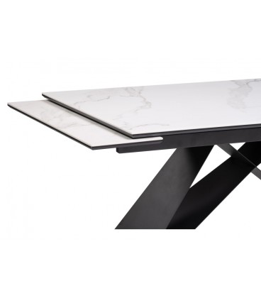 Керамический стол Ноттингем 160(220)х90х77 белый мрамор / черный 553543