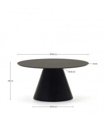 Журнальный столик Wilshire из закаленного стекла и металла с матовой черной отделкой, Ø 80 см