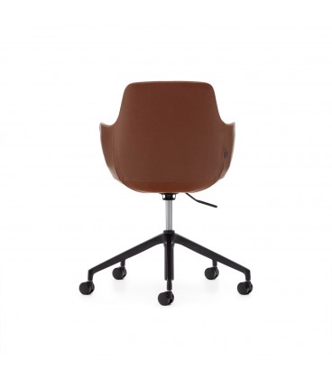Рабочее кресло Tissiana коричневая искусственная кожа, алюминиевые ножки с матовой черной отделкой