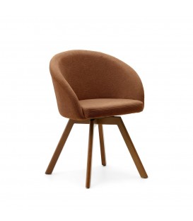 Marvin Поворотный стул из коричневой синели с ножками из ясеня