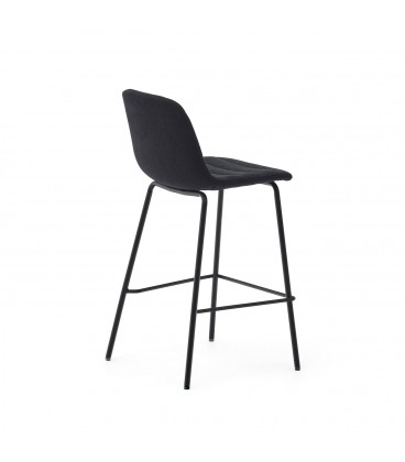 Полубарный стул Zunilda из черной синели и стали с матовой черной отделкой, высота сиденья 65 см