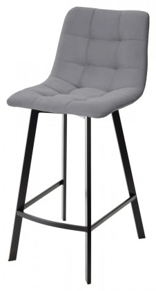 Полубарный стул CHILLI-QB SQUARE серый велюр / черный каркас