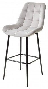 Барный стул ХОФМАН, цвет H-09 Светло-серый, велюр / черный каркас
