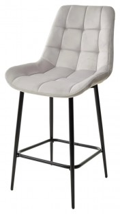 Полубарный стул ХОФМАН, цвет H-09 Светло-серый, велюр / черный каркас