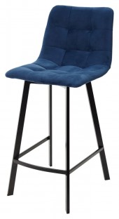 Полубарный стул CHILLI-QB SQUARE синий велюр / черный каркас