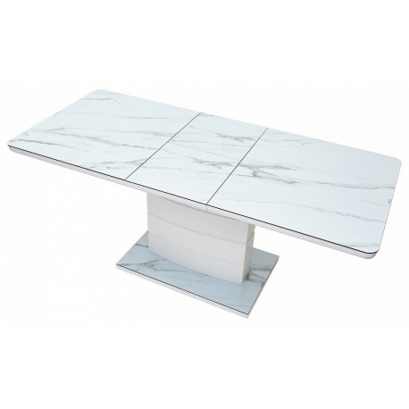 Стол обеденный ALTA 120 GREY-WHITE MARBLE/ WHITE глазурованное стекло