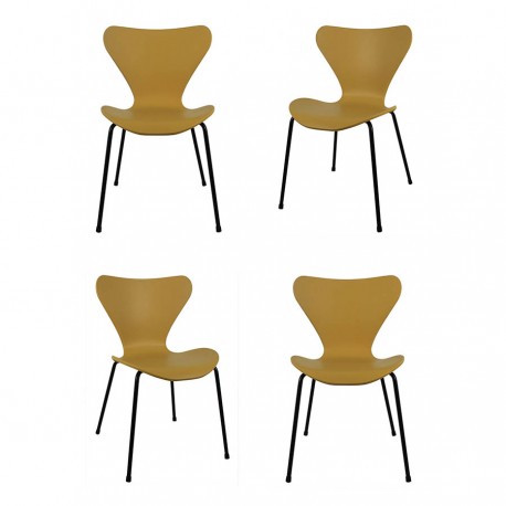 Комплект из 4-х стульев Seven горчичный с чёрными ножками