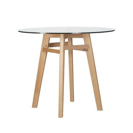 Стол обеденный LMZL-TD59-1 (столешница стекло, деревянное основание)