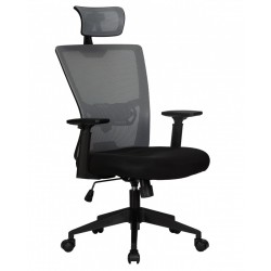 Офисное кресло для персонала DOBRIN NIXON LMR-121B, чёрный, серая сетка
