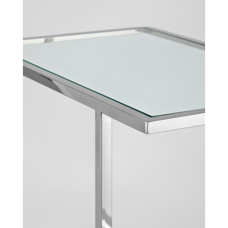Журнальный столик 50*32 БОСТОН прозрачное стекло сталь серебро