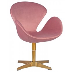Кресло дизайнерское DOBRIN SWAN LMO-69А, велюр розовый, золотое основание