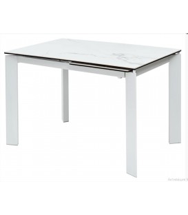 Стол CORNER 120 HIGH GLOSS STATUARIO керамика/ белый каркас